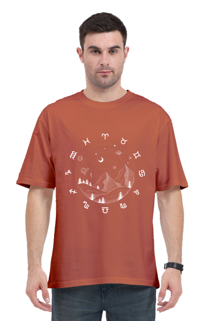 MEN || ROUND NECK OVERSIZED CLASSIC T-SHIRT || SPACE GRAPHIC || STARS AND PLANETS || COSMIC DESIGN || ZODIAC SIGNS || MOUNTAIN || ASTROLOGY