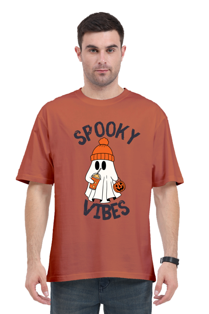 MEN || ROUND NECK OVERSIZED CLASSIC T-SHIRT || STREETWEAR || GHOST || PUMPKIN || SPOOKY || FUNNY || HALLOWEEN || CHRISTMAS GIFT