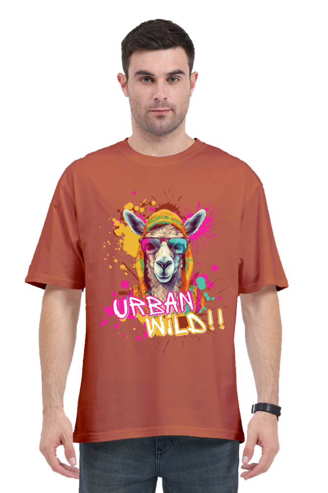 MEN || ROUND NECK OVERSIZED CLASSIC T-SHIRT || STREETWEAR  || ANIMAL PRINT || BOLD GRAPHICS || FASHION || QUIRKY || COLORFUL || LLAMA