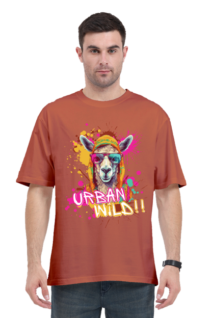 MEN || ROUND NECK OVERSIZED CLASSIC T-SHIRT || STREETWEAR  || ANIMAL PRINT || BOLD GRAPHICS || FASHION || QUIRKY || COLORFUL || LLAMA