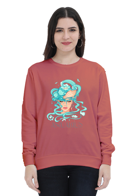 WOMEN || SWEATSHIRT || ZODIAC SIGN || ASTROLOGY || AQUARIUS || CONFIDENCE || WATER || PSYCHEDELIC ART || BIRTHDAY || GIFT FOR HER