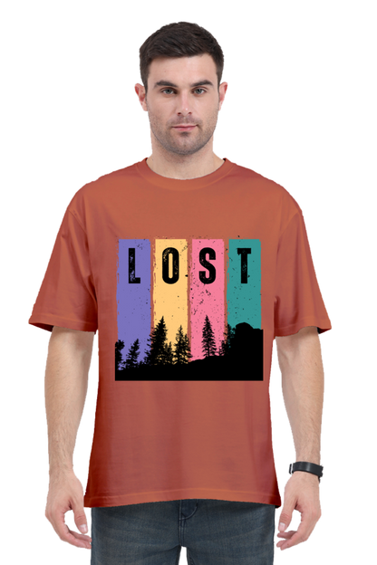 MEN || ROUND NECK OVERSIZED CLASSIC T-SHIRT || TRAVEL || LOST