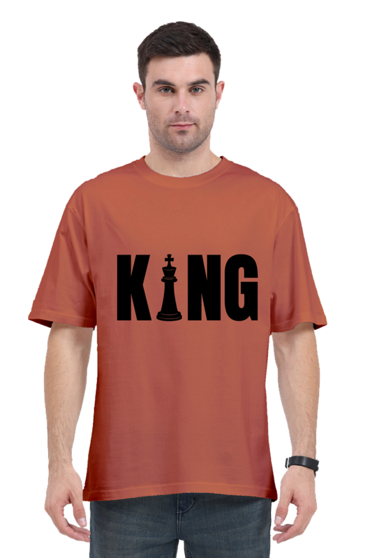 MEN || ROUND NECK OVERSIZED CLASSIC T-SHIRT || STREETWEAR || CHESS LOVER || KING || CHESS || MINIMALIST