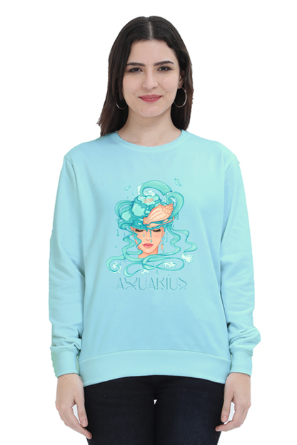 WOMEN || SWEATSHIRT || ZODIAC SIGN || ASTROLOGY || AQUARIUS || CONFIDENCE || WATER || PSYCHEDELIC ART || BIRTHDAY || GIFT FOR HER