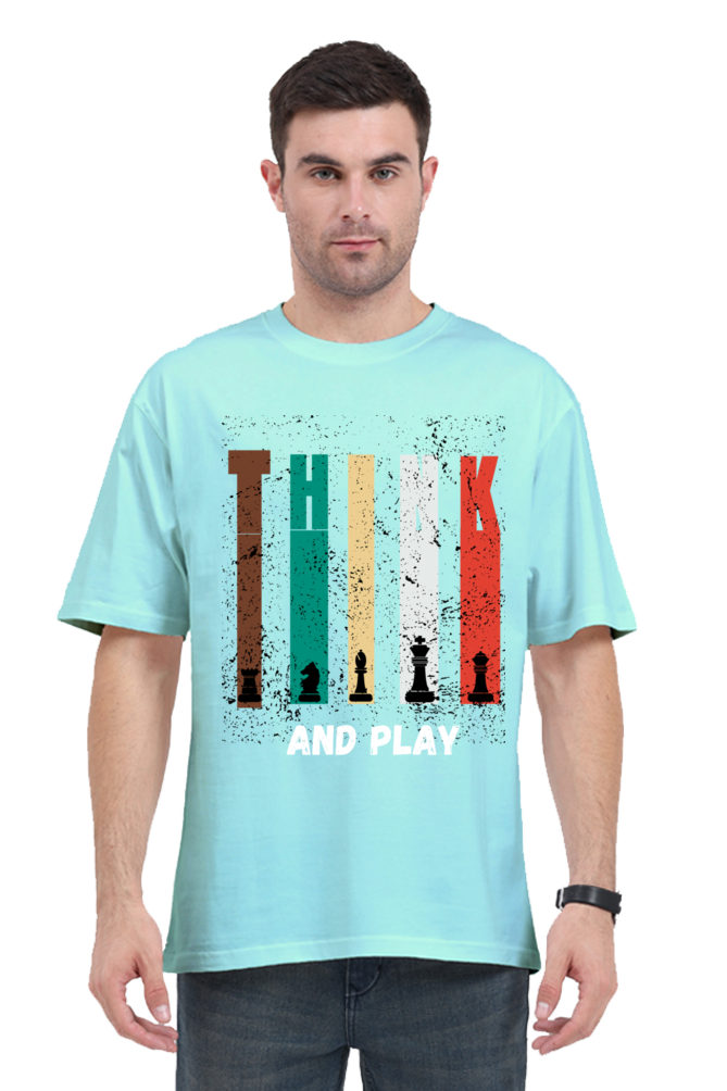 MEN || ROUND NECK OVERSIZED CLASSIC T-SHIRT || CHESS LOVER || THINK AND PLAY