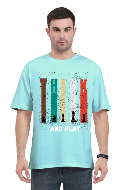 MEN || ROUND NECK OVERSIZED CLASSIC T-SHIRT || CHESS LOVER || THINK AND PLAY