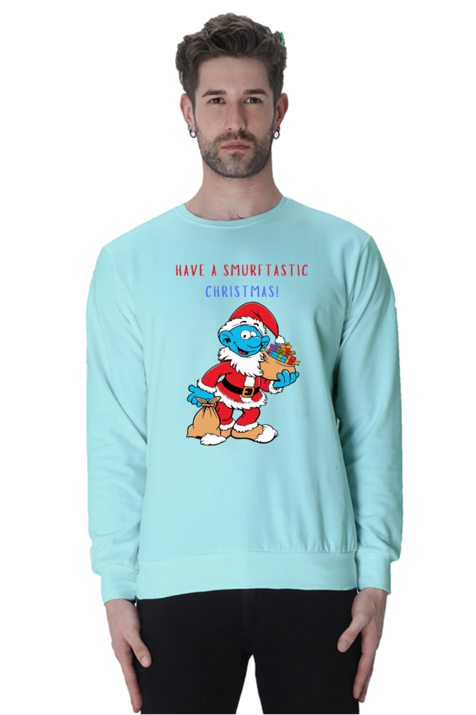 MEN || SWEATSHIRT || FUNNY QUOTES || MERRY CHRISTMAS || SMURFS || SANTA CLAUS || CARTOON CHARACTER || SMURF SANTA || HOLIDAY FASHION || CHRISTMAS GIFTS || WINTER WEAR