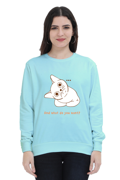 WOMEN || SWEATSHIRT || CAT || ANIME || ANIMAL PRINT || CAT LOVER || CUTE CAT || KITTEN || FUNNY || ANIMAL LOVER || CAT MEME || GRAPHIC DESIGN || GIFT FOR HER || WINTER WEAR