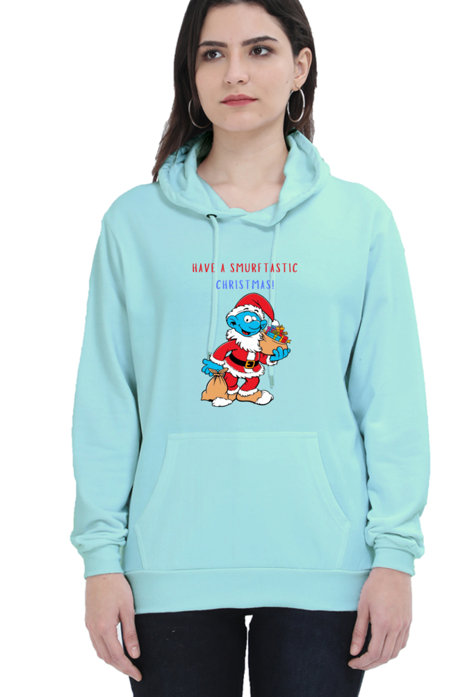 WOMEN || HOODIE SWEATSHIRT ||  FUNNY QUOTES || MERRY CHRISTMAS || SMURFS || SANTA CLAUS || CARTOON CHARACTER || SMURF SANTA || HOLIDAY FASHION || CHRISTMAS GIFTS || WINTER WEAR