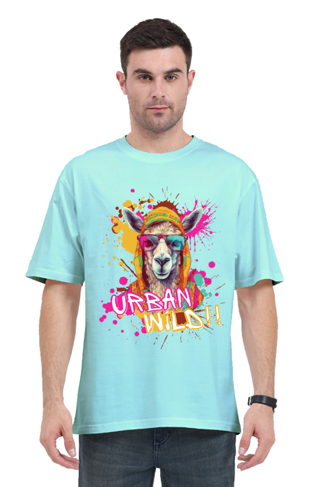 MEN || ROUND NECK OVERSIZED CLASSIC T-SHIRT || STREETWEAR  || ANIMAL PRINT || BOLD GRAPHICS || FASHION || QUIRKY || COLORFUL || LLAMA