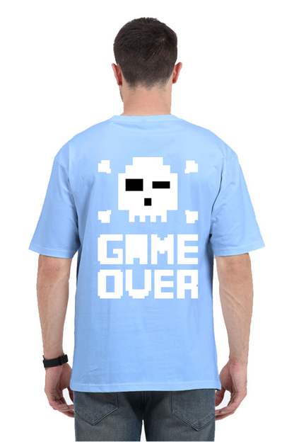 MEN || ROUND NECK OVERSIZED CLASSIC T-SHIRT || GAMING || RETRO || NINTENDO || VIDEO GAME || GAMER STYLE || GAME OVER || BACK DESIGN