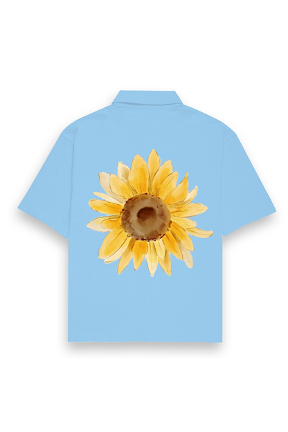 WOMEN || OVERSIZED SHIRT ||  FLOWER || FLORAL PRINT || SUNFLOWER || BOHO || NATURE || GIFT FOR HER || BACK DESIGN