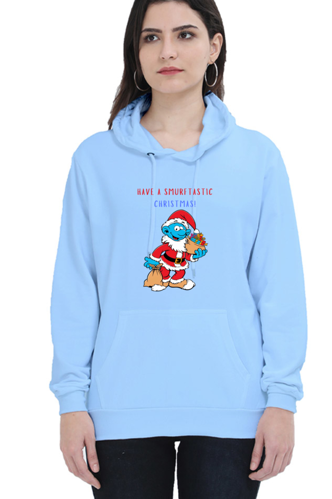 WOMEN || HOODIE SWEATSHIRT ||  FUNNY QUOTES || MERRY CHRISTMAS || SMURFS || SANTA CLAUS || CARTOON CHARACTER || SMURF SANTA || HOLIDAY FASHION || CHRISTMAS GIFTS || WINTER WEAR