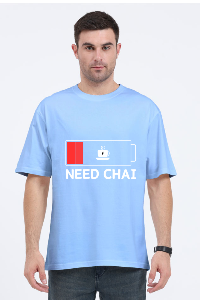 MEN || ROUND NECK OVERSIZED CLASSIC T-SHIRT || STREETWEAR || TEA LOVER || TEA ADDICT || NEED CHAI || INDIAN TEA