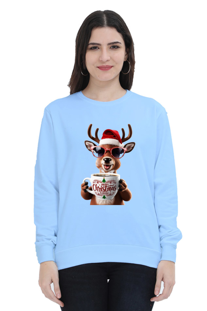 WOMEN || SWEATSHIRT || STREETWEAR || COFFEE LOVER || COFFEE ADDICT || REINDEER || FUNNY || CHRISTMAS GIFT || GIFT FOR HER || WINTER WEAR