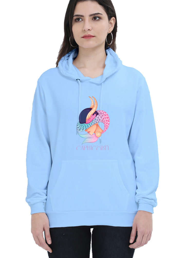 WOMEN || HOODIE SWEATSHIRT || ZODIAC SIGN || ASTROLOGY || CAPRICORN || EARTH || VECTOR ART || MERMAID || HORNED GOAT || BIRTHDAY || GIFT FOR HER