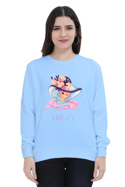 WOMEN || SWEATSHIRT || ZODIAC SIGN || ASTROLOGY || VIRGO || FLORAL PRINT || VECTOR ART || COSMIC || BIRTHDAY || GIFTS FOR HER