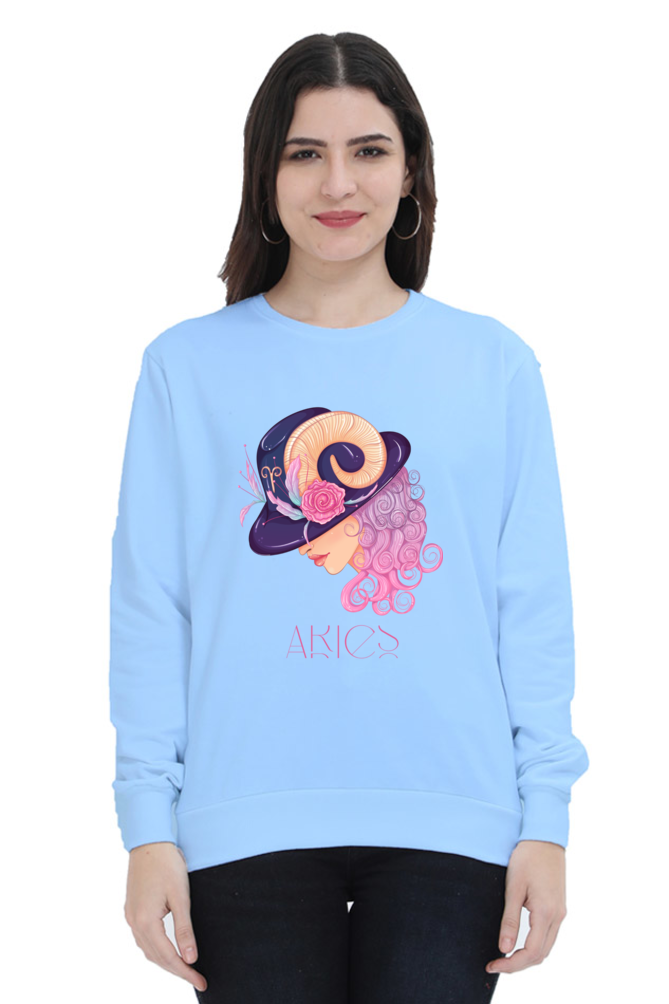 WOMEN || SWEATSHIRT || ZODIAC SIGN || ASTROLOGY || ARIES || FLORAL PRINT || BIRTHDAY || GIFTS FOR HER