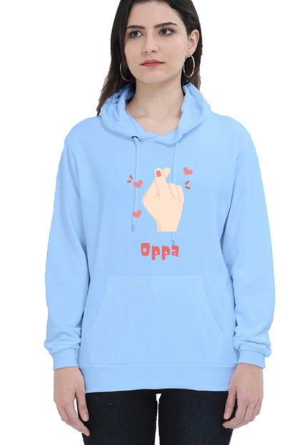 WOMEN || HOODIE SWEATSHIRT || K DRAMA OPPA FINGER HEART SARANGHAE