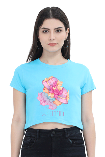 WOMEN || CROP TOP || ZODIAC SIGN || ASTROLOGY || GEMINI || FLORAL PRINT || BIRTHDAY || GIFTS FOR HER