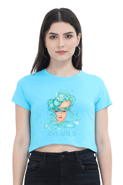 WOMEN || CROP TOP || ZODIAC SIGN || ASTROLOGY || AQUARIUS || CONFIDENCE || WATER || PSYCHEDELIC ART || BIRTHDAY || GIFT FOR HER