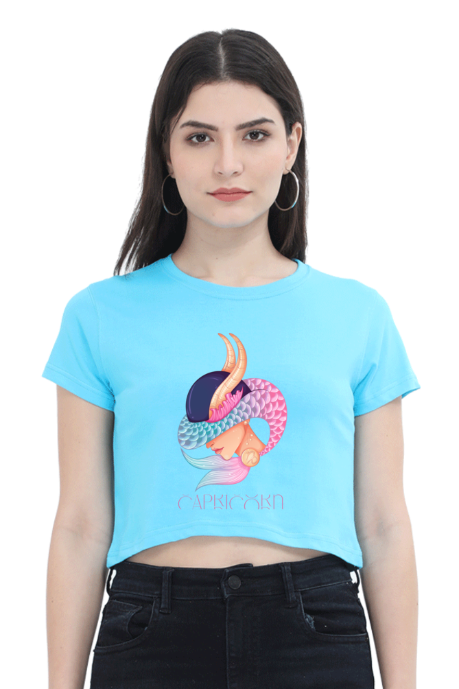 WOMEN || CROP TOP || ZODIAC SIGN || ASTROLOGY || CAPRICORN || EARTH || VECTOR ART || MERMAID || HORNED GOAT || BIRTHDAY || GIFT FOR HER