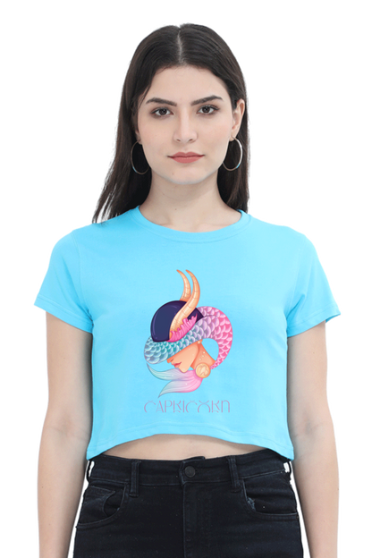 WOMEN || CROP TOP || ZODIAC SIGN || ASTROLOGY || CAPRICORN || EARTH || VECTOR ART || MERMAID || HORNED GOAT || BIRTHDAY || GIFT FOR HER