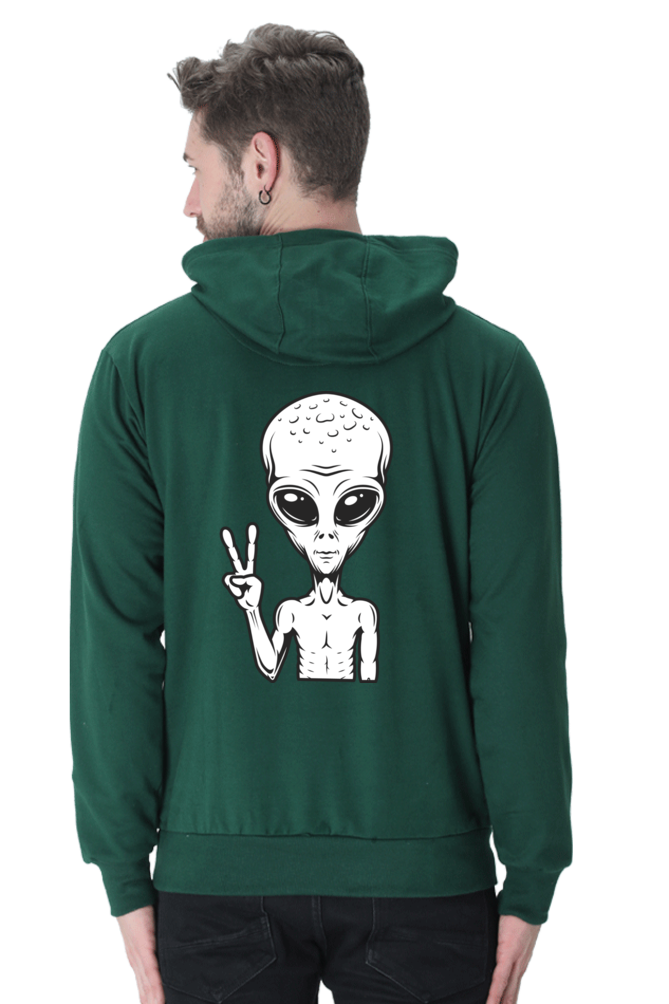 MEN || HOODIE SWEATSHIRT || CHARACTER PORTRAIT HOODIE || ALIEN PEACE SIGN