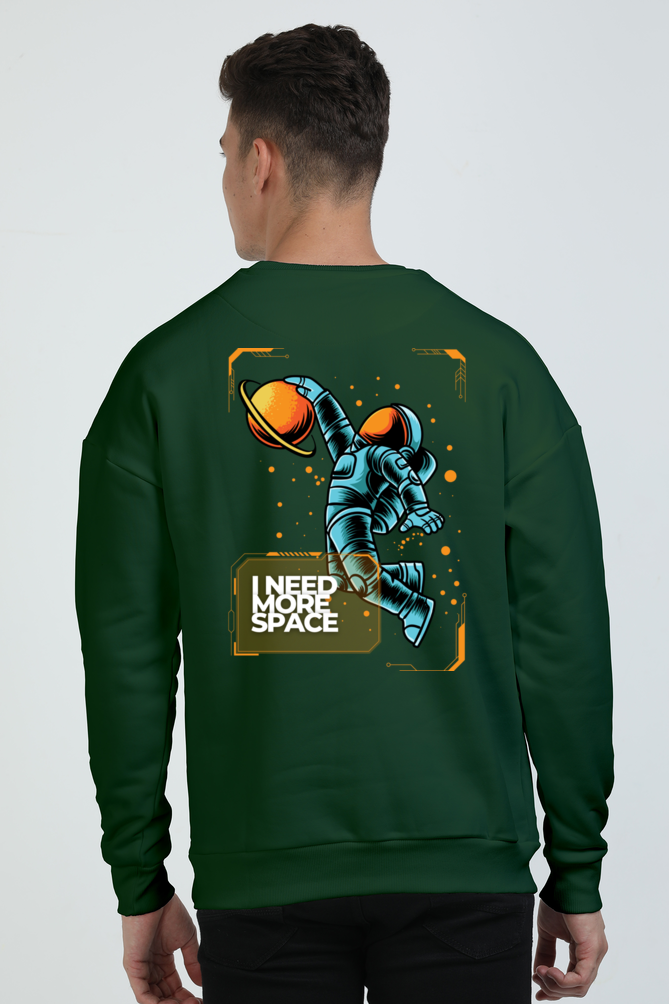 MEN || OVERSIZED SWEATSHIRT || SPACE GRAPHIC || CUTE ASTRONAUT || MINIMALIST || STARS || PLANETS || SPACE || I NEED SPACE || WINTER WEAR || BACK DESIGN