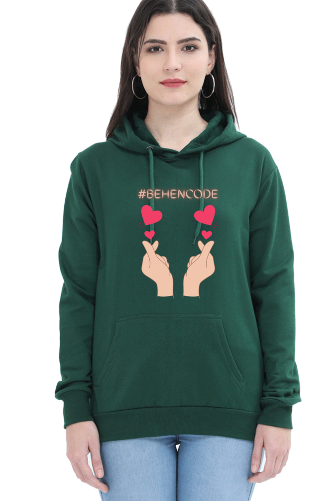 WOMEN || HOODIE SWEATSHIRT || HEART SYMBOL || SISTERHOOD || FRIENDSHIP || HAND GESTURE || FINGER HEART || SISTER LOVE || BEHENCODE || TRENDY WOMEN’S FASHION