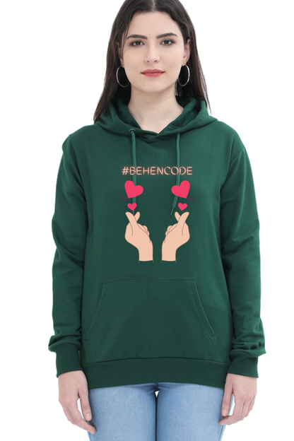 WOMEN || HOODIE SWEATSHIRT || HEART SYMBOL || SISTERHOOD || FRIENDSHIP || HAND GESTURE || FINGER HEART || SISTER LOVE || BEHENCODE || TRENDY WOMEN’S FASHION