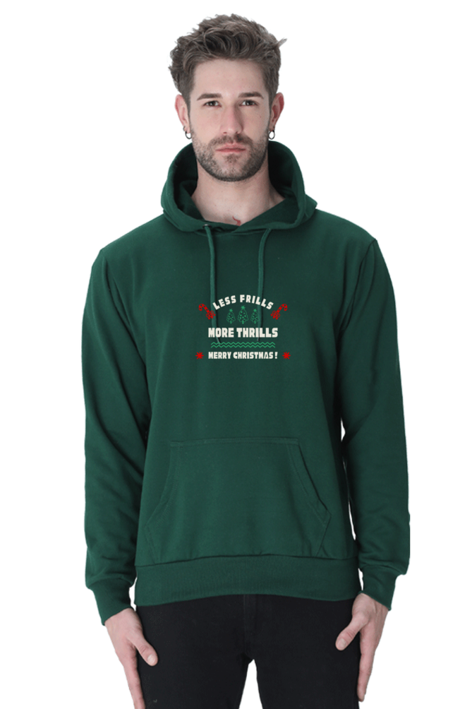 MEN || HOODIE SWEATSHIRT || MERRY CHRISTMAS || LESS FRILLS MORE THRILLS || WINTER WEAR