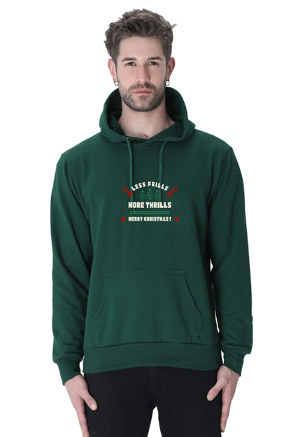 MEN || HOODIE SWEATSHIRT || MERRY CHRISTMAS || LESS FRILLS MORE THRILLS || WINTER WEAR