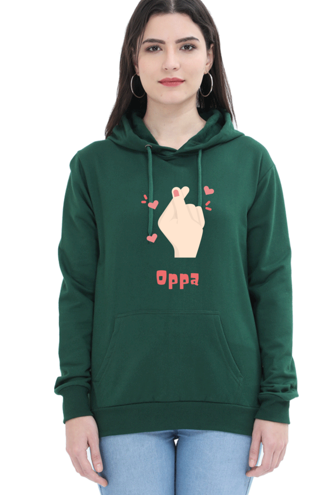 WOMEN || HOODIE SWEATSHIRT || K DRAMA OPPA FINGER HEART SARANGHAE