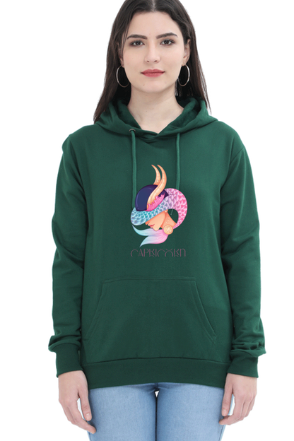 WOMEN || HOODIE SWEATSHIRT || ZODIAC SIGN || ASTROLOGY || CAPRICORN || EARTH || VECTOR ART || MERMAID || HORNED GOAT || BIRTHDAY || GIFT FOR HER