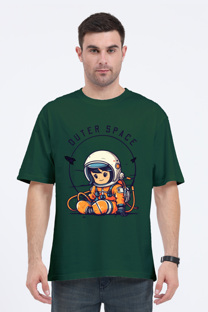 MEN || ROUND NECK OVERSIZED CLASSIC T-SHIRT || SPACE GRAPHIC || CUTE ASTRONAUT || VECTOR ART