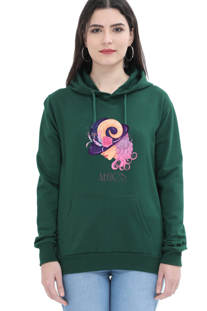 WOMEN || HOODIE SWEATSHIRT || ZODIAC SIGN || ASTROLOGY || ARIES || FLORAL PRINT || BIRTHDAY || GIFTS FOR HER