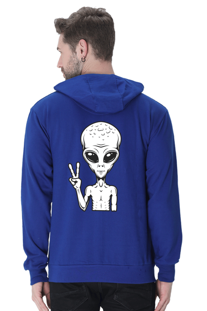 MEN || HOODIE SWEATSHIRT || CHARACTER PORTRAIT HOODIE || ALIEN PEACE SIGN