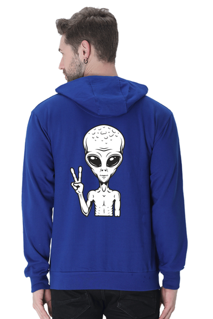 MEN || HOODIE SWEATSHIRT || CHARACTER PORTRAIT HOODIE || ALIEN PEACE SIGN