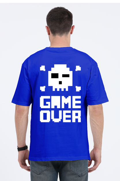 MEN || ROUND NECK OVERSIZED CLASSIC T-SHIRT || GAMING || RETRO || NINTENDO || VIDEO GAME || GAMER STYLE || GAME OVER || BACK DESIGN