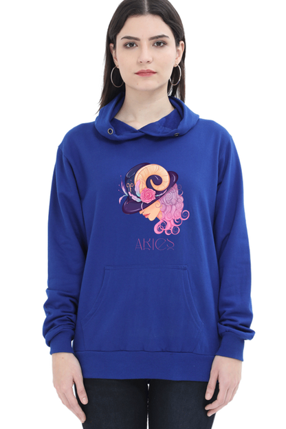 WOMEN || HOODIE SWEATSHIRT || ZODIAC SIGN || ASTROLOGY || ARIES || FLORAL PRINT || BIRTHDAY || GIFTS FOR HER