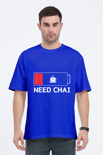 MEN || ROUND NECK OVERSIZED CLASSIC T-SHIRT || STREETWEAR || TEA LOVER || TEA ADDICT || NEED CHAI || INDIAN TEA