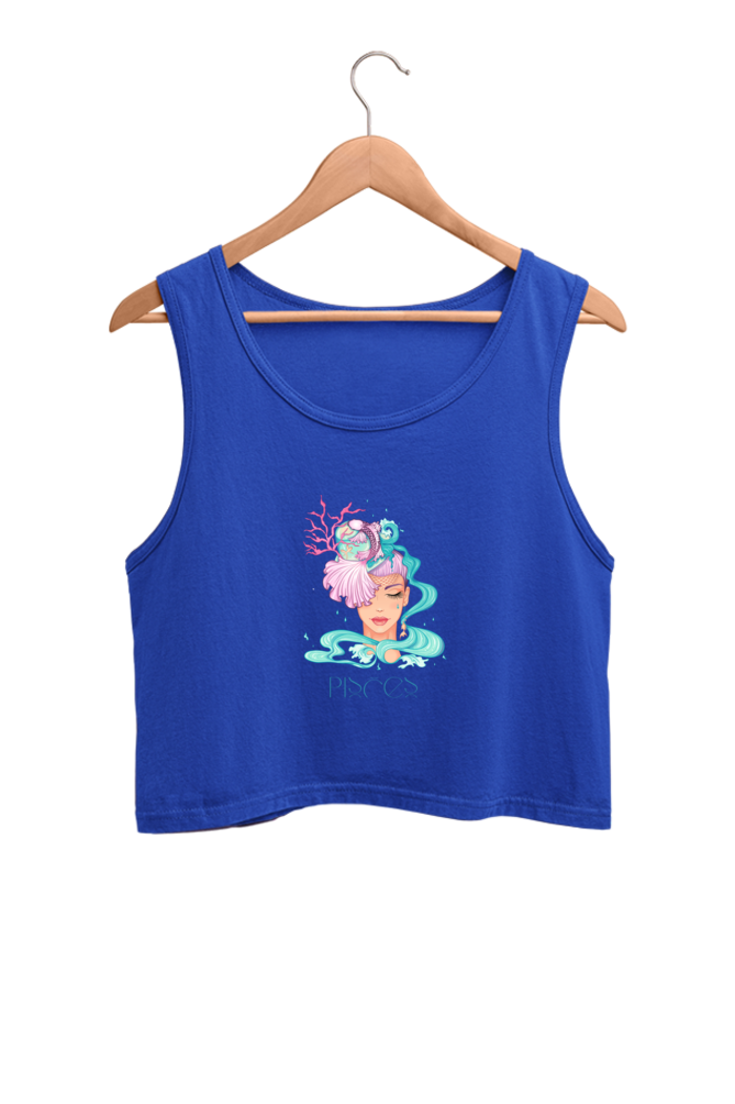 WOMEN || CROP TANK TOP  || ZODIAC SIGN || ASTROLOGY || PISCES || ROMANTIC || LOWBROW || SPIRITUAL || FISH || MERMAID || BIRTHDAY || GIFT FOR HER