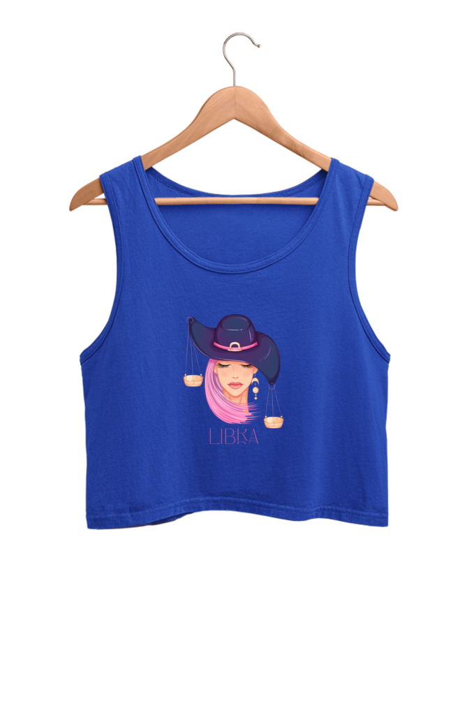 WOMEN || CROP TANK TOP || ZODIAC SIGN || ASTROLOGY || LIBRA || EXTROVERT || FRIENDLY || EARRINGS DESIGN || ELEGANT || VECTOR ART || BIRTHDAY || GIFT FOR HER