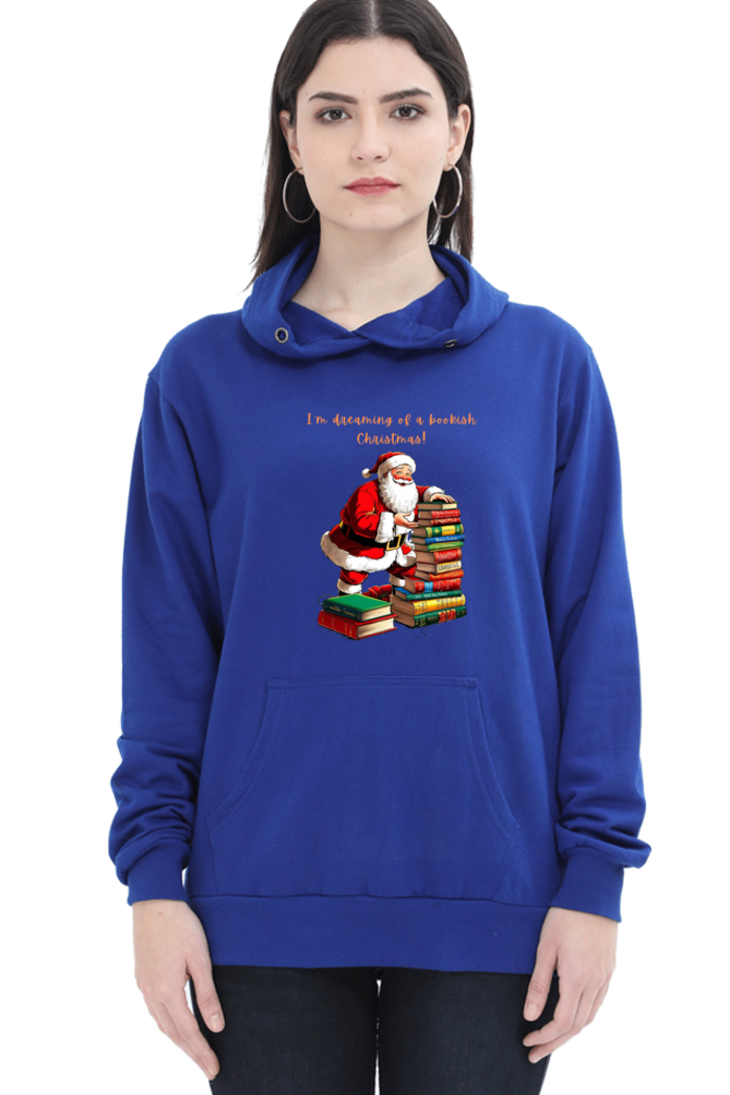 WOMEN || HOODIE SWEATSHIRT || MERRY CHRISTMAS || STREETWEAR || BOOKWORM || BOOK LOVER || SANTA CLAUS || READER || HOLIDAY FASHION || CUTE SANTA || GRAPHIC DESIGN || CHRISTMAS GIFTS || WINTER WEAR