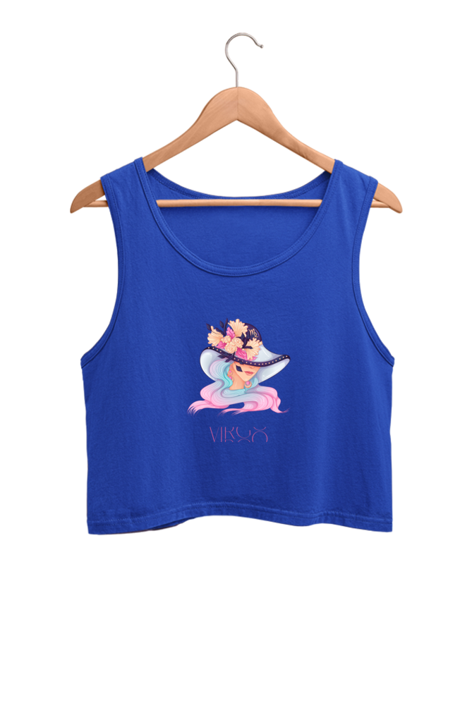 WOMEN || CROP TANK TOP || ZODIAC SIGN || ASTROLOGY || VIRGO || FLORAL PRINT || VECTOR ART || COSMIC || BIRTHDAY || GIFTS FOR HER