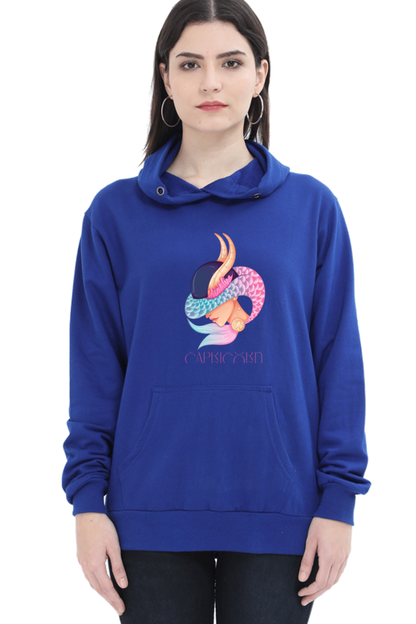 WOMEN || HOODIE SWEATSHIRT || ZODIAC SIGN || ASTROLOGY || CAPRICORN || EARTH || VECTOR ART || MERMAID || HORNED GOAT || BIRTHDAY || GIFT FOR HER